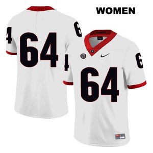 Women's Georgia Bulldogs NCAA #64 David Vann Nike Stitched White Legend Authentic No Name College Football Jersey KLX5854SA